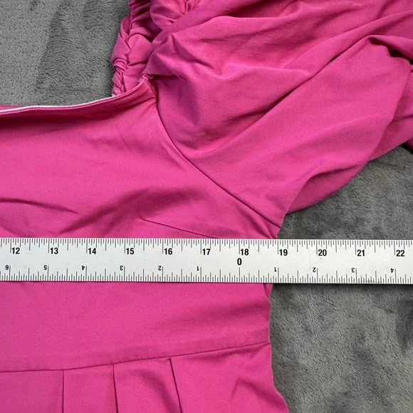 Peter‎ Som Dress Womens 14 Babydoll Pink Puff Sleeve Knee Length Chic Feminine - Picture 10 of 13